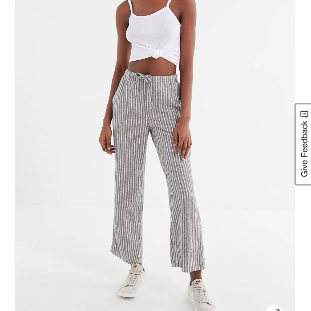 Urban Outfitters Wide Leg Linen Pants in Gray and White NWOT
